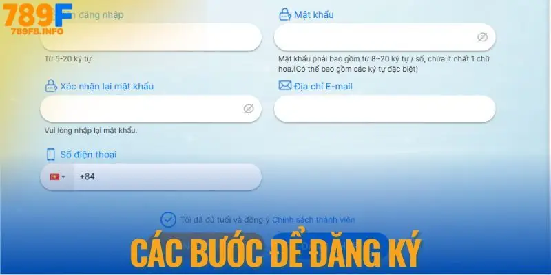 Các bước để đăng ký tài khoản 789F