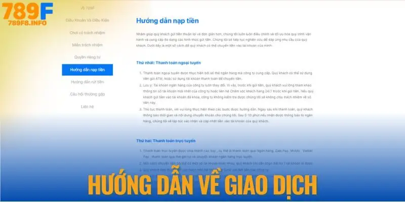 Hướng dẫn về giao dịch tại nhà cái 789F