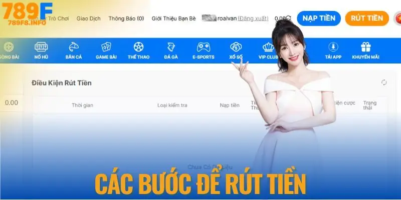 Các bước để rút tiền tại nhà cái 789F